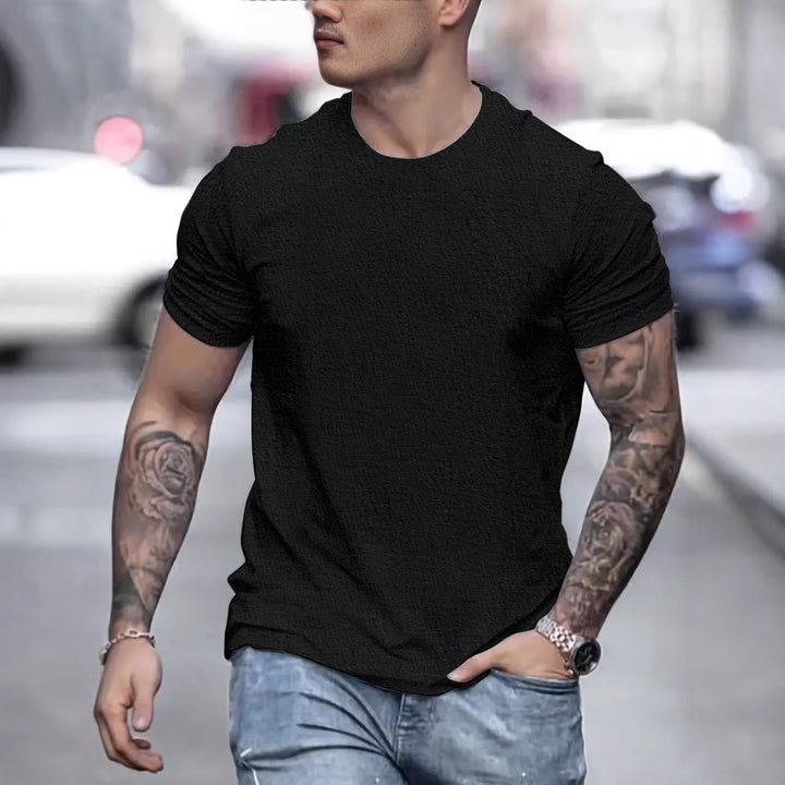 Herren lässiges T-Shirt mit strukturierter Oberfläche und bequemem Schnitt Echoarchiv
