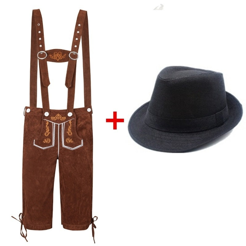 Herren nan traditionelle Trachtenlederhose mit verstellbaren Trägern und Trachtenhut Echo Archiv