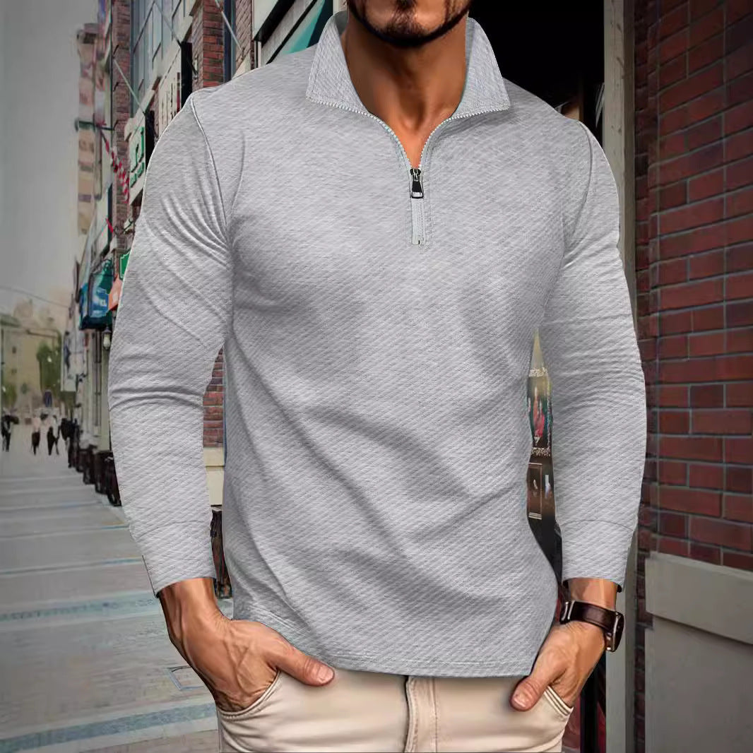 Herren Sportliches Langarmshirt mit Reißverschluss und lässigem Schnitt Echoarchiv