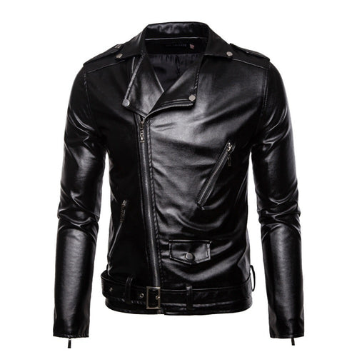 Herren Biker-Lederjacke mit asymmetrischem Reißverschluss und robusten Nähte Echoarchiv