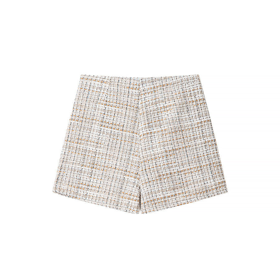 Damen tailliertes Bouclé‑Tweed Zweiteiler‑Set mit Doppelreiher‑Blazer und A‑Linien‑Shorts – Valéne