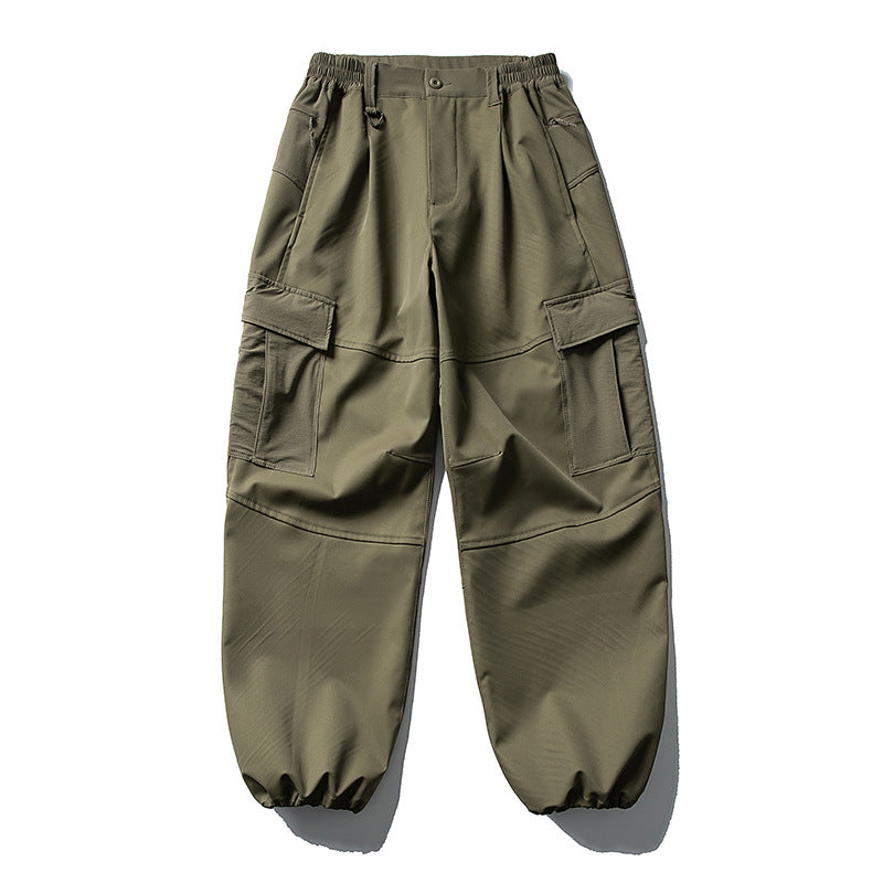Herren Oversize-Cargohose mit elastischem Tunnelzugbund, Kniepaneelen und elastischen Bündchen Echoarchiv