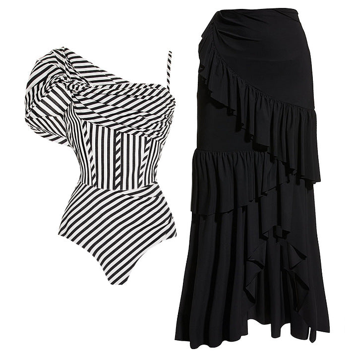 Damen One-Shoulder Badeanzug mit Volantrock Echo Archiv