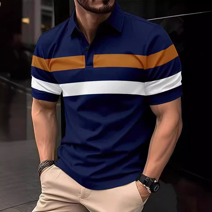 Herren Polohemd mit modernem Farbblockdesign und atmungsaktiven Materialien Echoarchiv