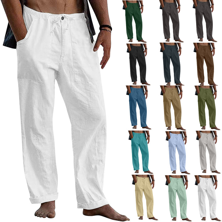 Herren nan leichte Leinenhose mit elastischem Bund und geradem Schnitt Echo Archiv