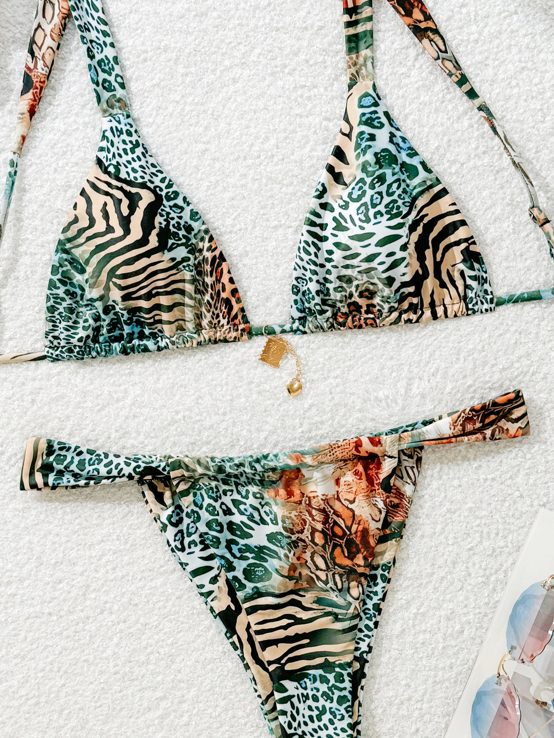 Damen Triangel-Bikini mit floralem Leopardenmuster Echo Archiv