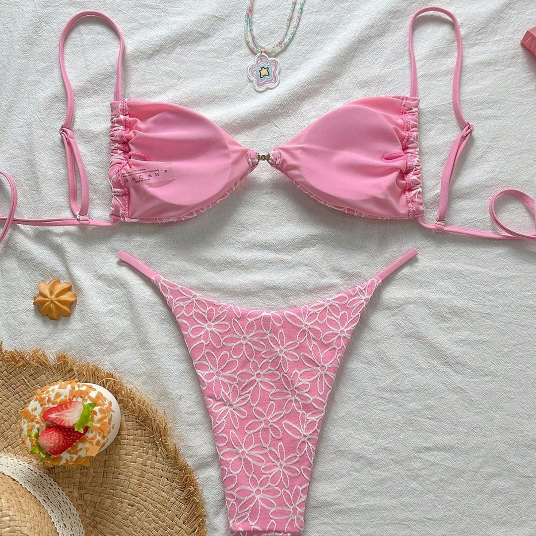 Damen attraktiver Blumenmuster-Bikini Echo Archiv