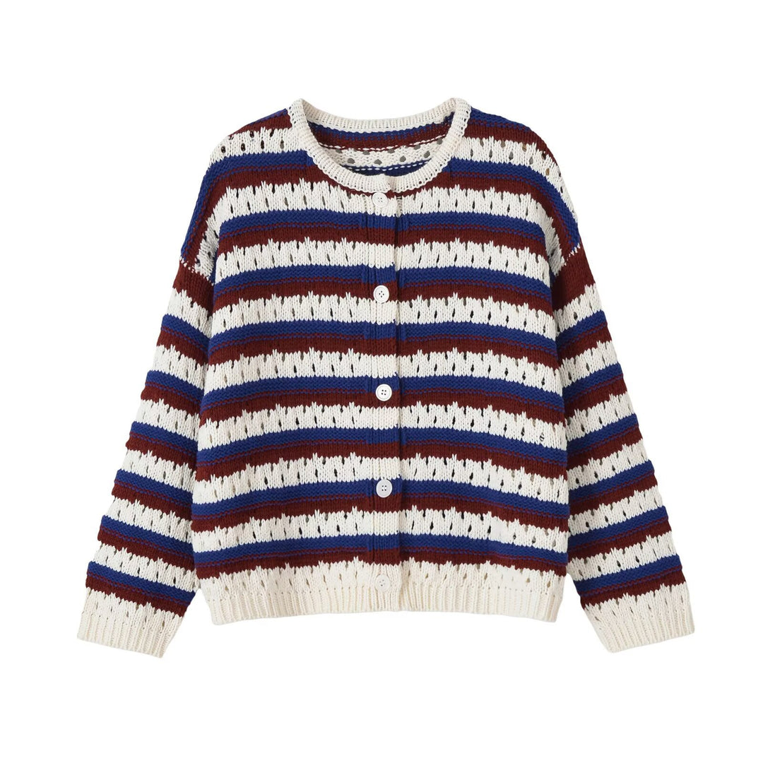 Damen Locker gestrickte Ajour-Cardigan mit Knopfleiste Echo Archiv