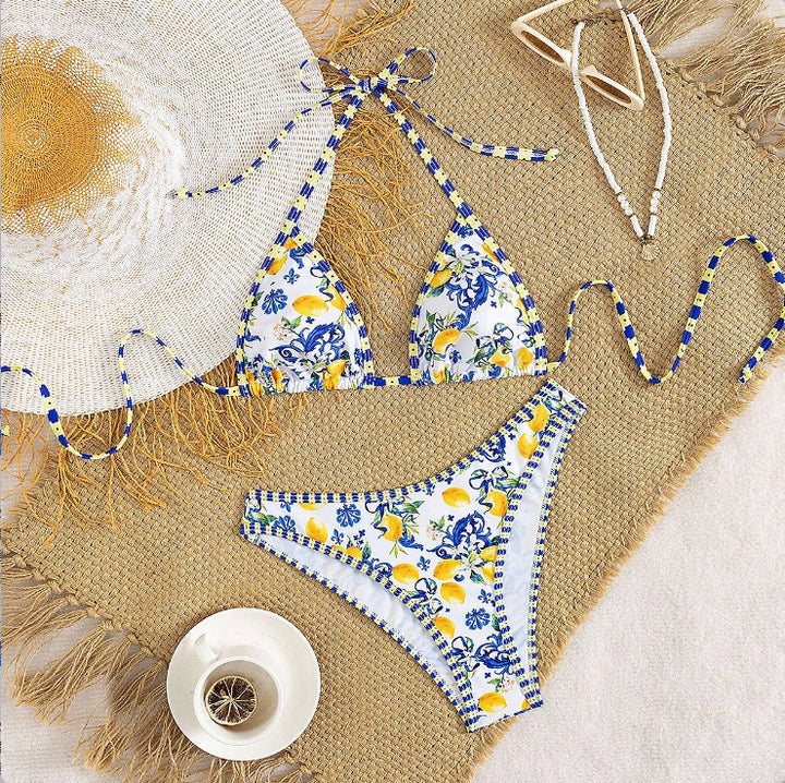 Damen Triangel-Bikini mit floralem Design und Bindedetails Echo Archiv