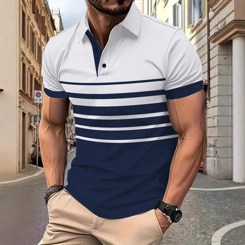 Herren Poloshirt mit strukturiertem Streifenmuster Echoarchiv