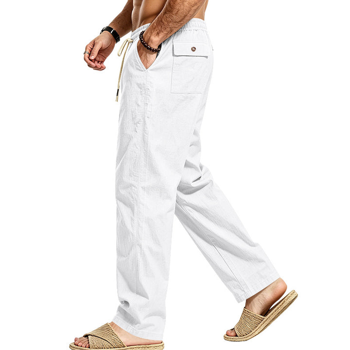 Herren Leichte Relax-Hose mit elastischem Bund, Kordelzug und aufgesetzter Cargotasche Echoarchiv