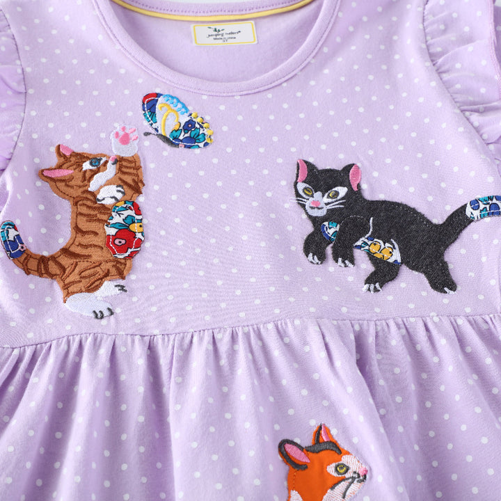 Mädchen Freizeitkleid mit zauberhaften Katzenmotiven Echo Archiv