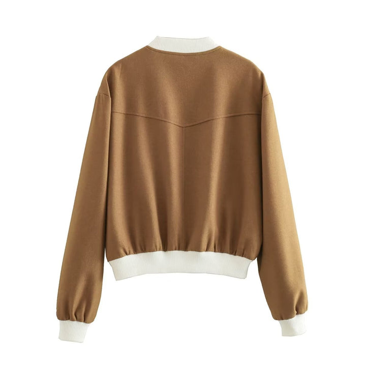 Damen nan cropped College-Bomber mit kontrastbündchen, verdeckter Druckknopfleiste und Leistentaschen Echo Archiv