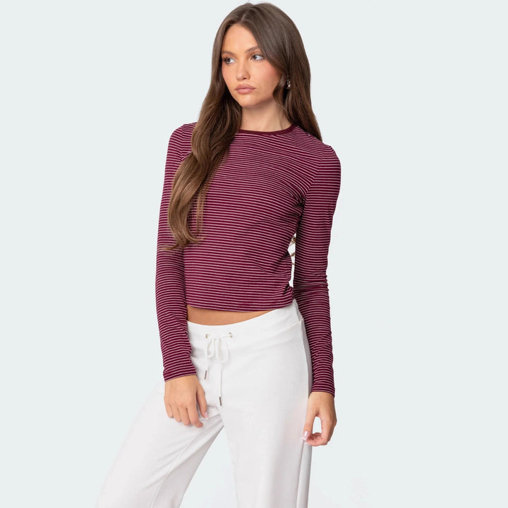 Damen Langarmshirt mit bequemen Schnitt und feinen Streifen Echo Archiv