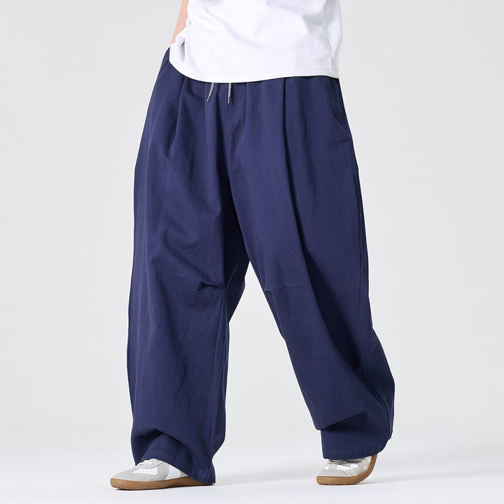 Herren Weite Relaxed-Fit Stoffhose mit Tunnelzug und Bundfalten Echo Archiv
