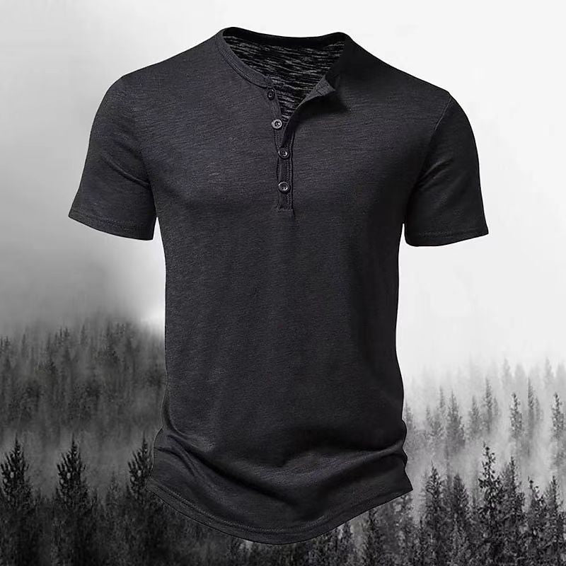 Herren Freizeit Kurzarm Henley Shirt mit Knopfleiste Echoarchiv