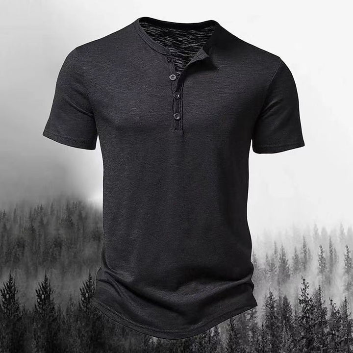 Herren Freizeit Kurzarm Henley Shirt mit Knopfleiste Echoarchiv