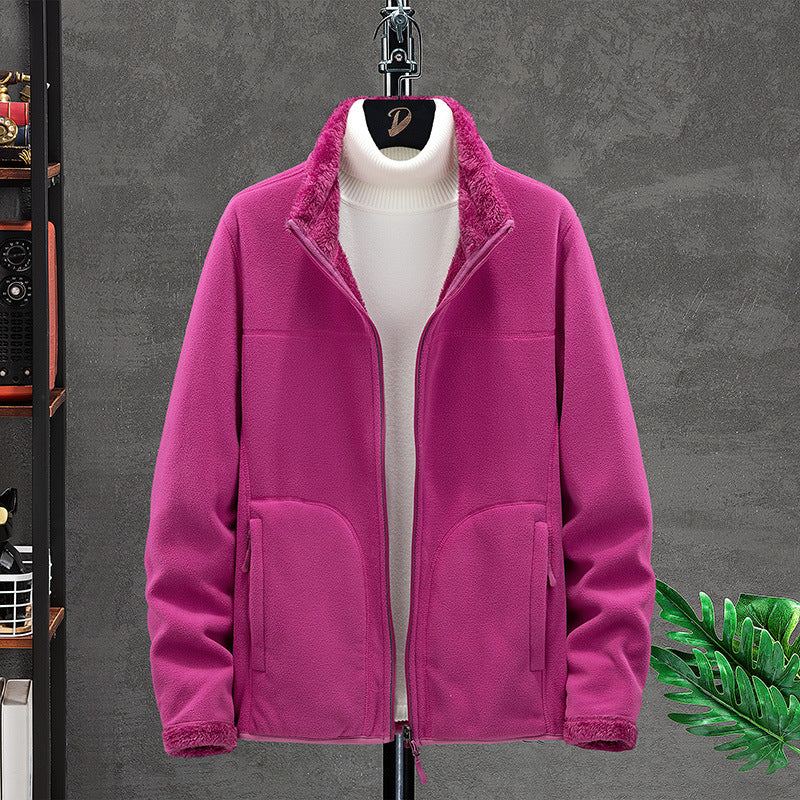 Damen Kuschelige Fleecejacke mit Teddyfutter, Stehkragen und Zwei Reißverschlusstaschen Echo Archiv