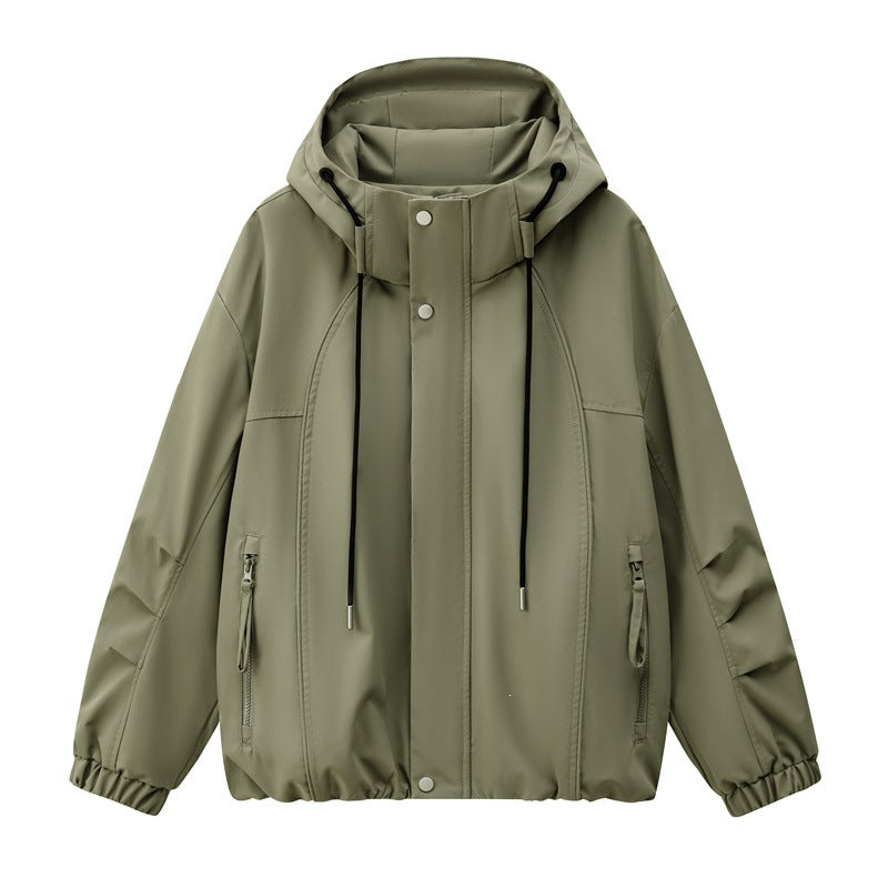 Herren Leichte Kapuzen-Utility-Übergangsjacke mit wasserabweisender Außenhülle und elastischem Saum Echoarchiv