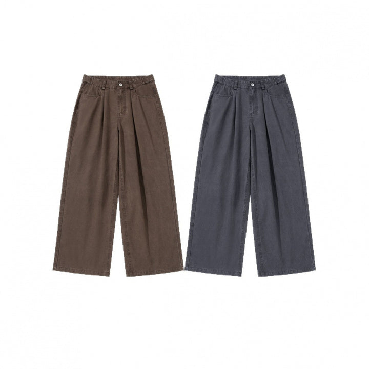 Damen Weite Bundfalten-Hose mit hoher Taille und weitem Bein Echo Archiv
