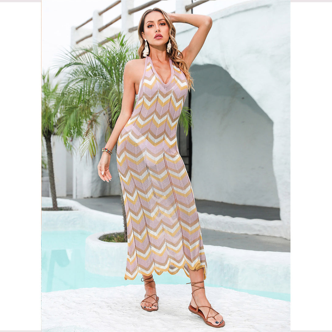 Damen Maxikleid mit raffiniertem Wellenmuster Echo Archiv