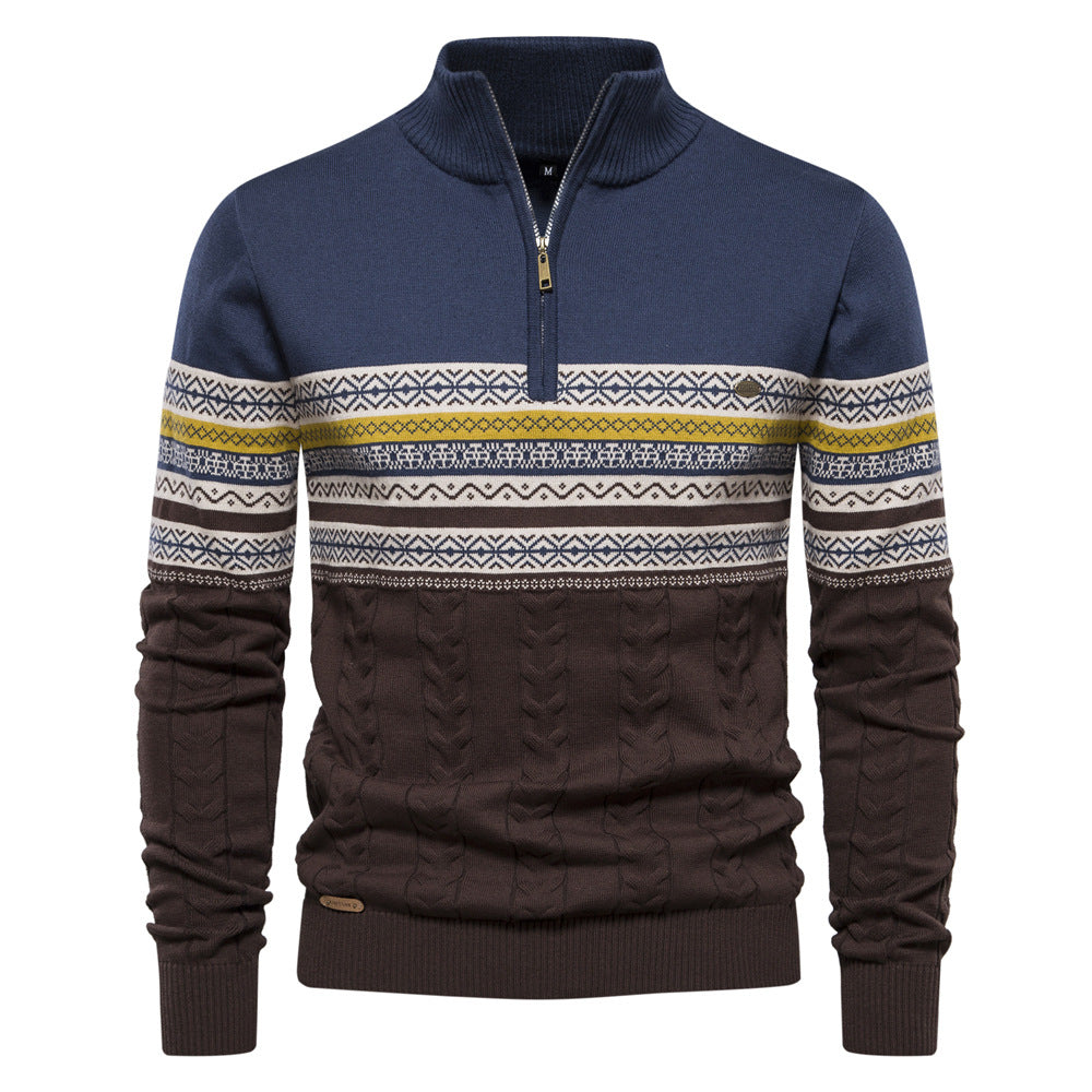 Herren Pullover mit modernem Zipper und attraktiven Farbmustern Echoarchiv