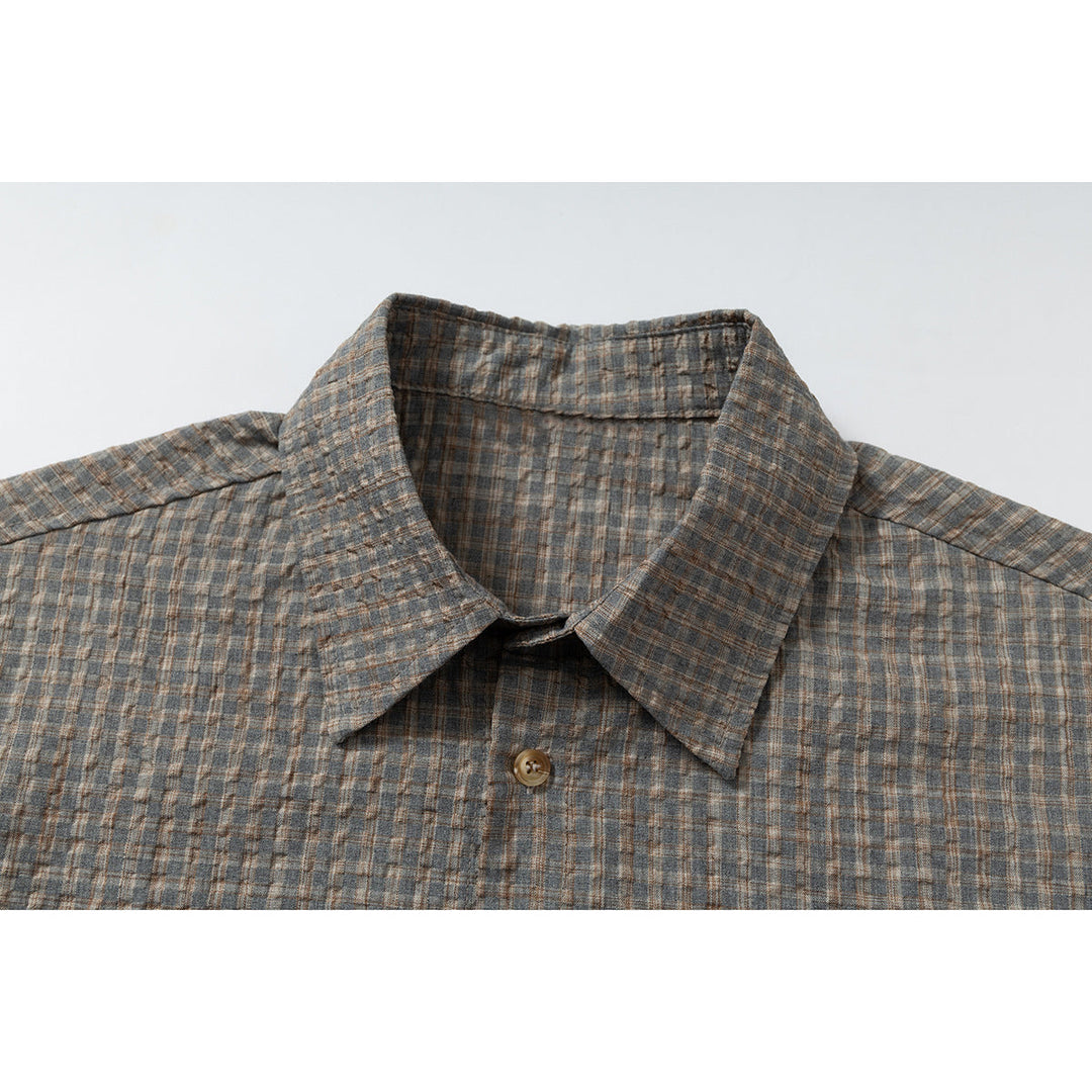 Herren Leichtes Karo-Overshirt aus Baumwollmischung mit geradem Saum und aufgesetzter Brusttasche Echoarchiv