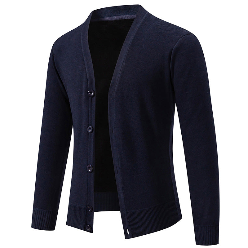 Herren nan leichte Feinstrick-Strickjacke mit V-Ausschnitt, verdeckter Knopfleiste und elastischem Rippbündchen Echo Archiv