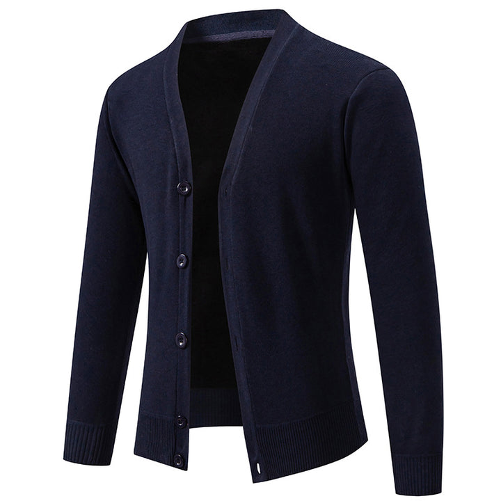 Herren nan leichte Feinstrick-Strickjacke mit V-Ausschnitt, verdeckter Knopfleiste und elastischem Rippbündchen Echo Archiv
