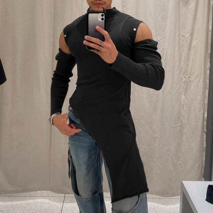 Damen Modisches Langarmkleid mit asymmetrischem Schnitt und elegantem Stehkragen Echoarchiv
