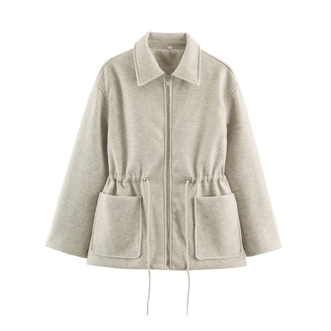Damen Kurzjacke aus Wollmix mit Tunnelzug‑Taillierung und aufgesetzten Taschen Echoarchiv