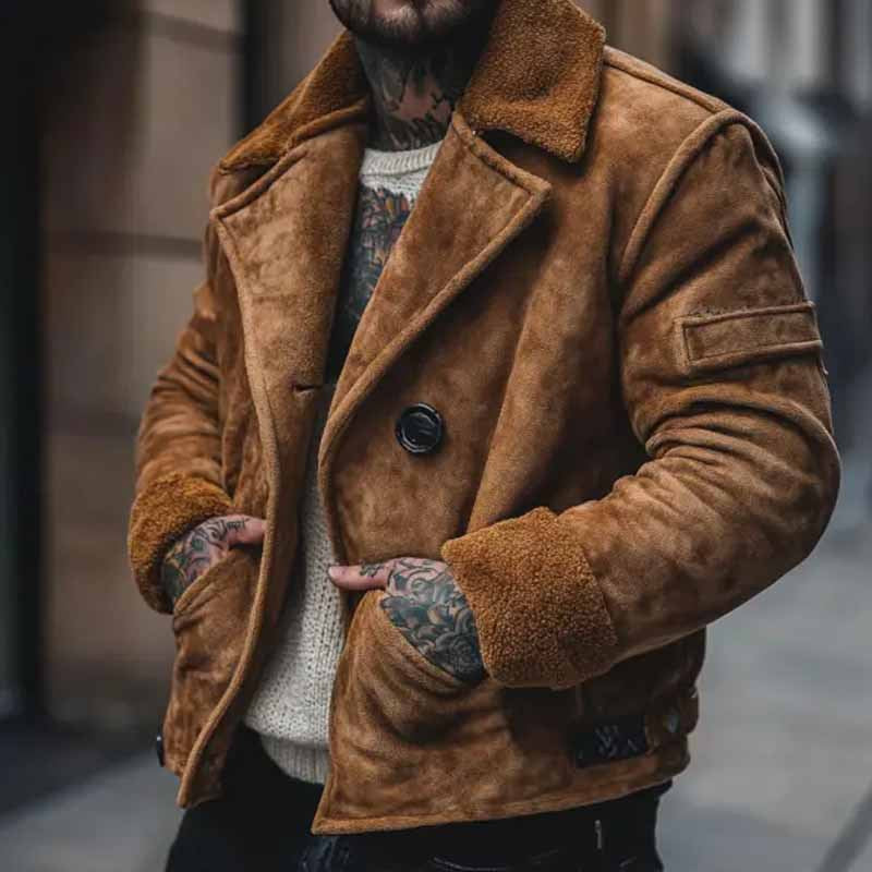 Herren lässige Wildlederjacke mit weichem Innenfutter Echoarchiv