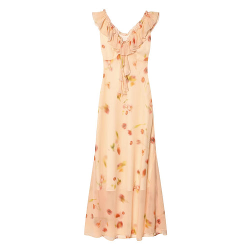 Damen Maxikleid mit romantischem Volant und floralen Akzenten Echo Archiv