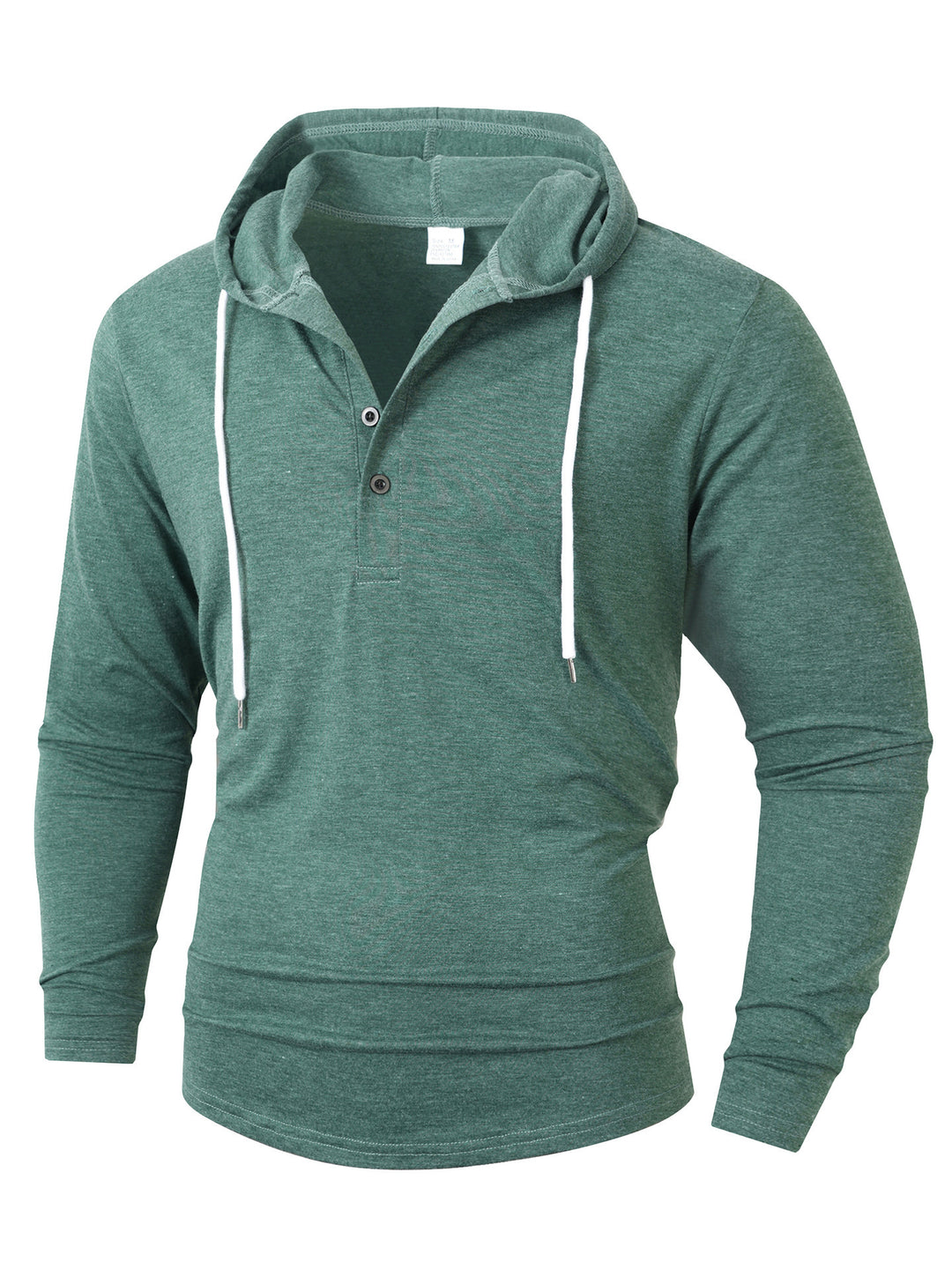 Herren lässiger Langarm-Hoodie mit komfortabeler Knopfleiste und modischen Kordeln Echoarchiv