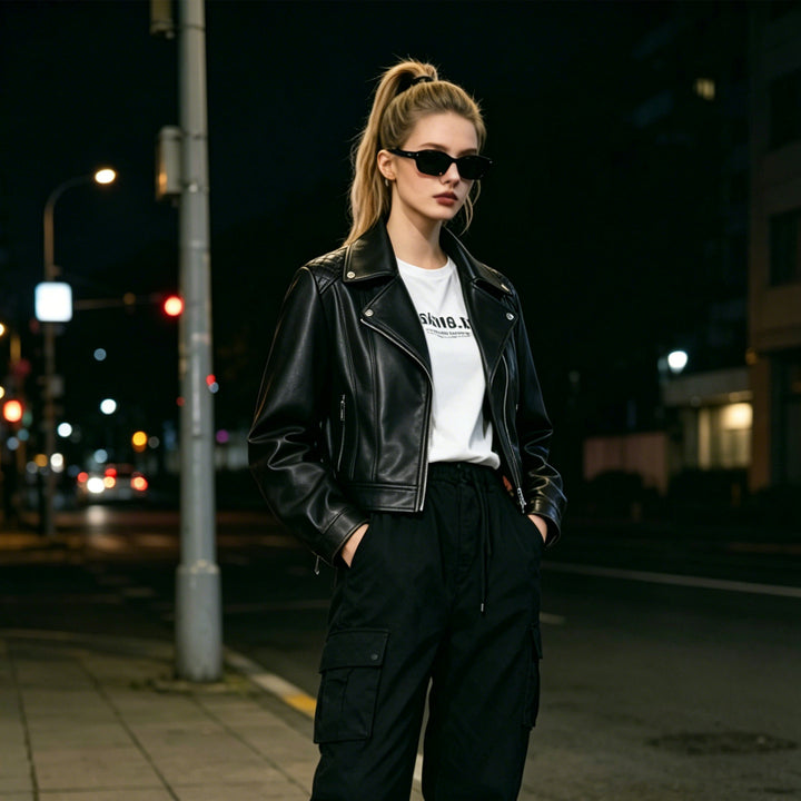 Damen Edle Bikerjacke mit Steppdesign Echo Archiv