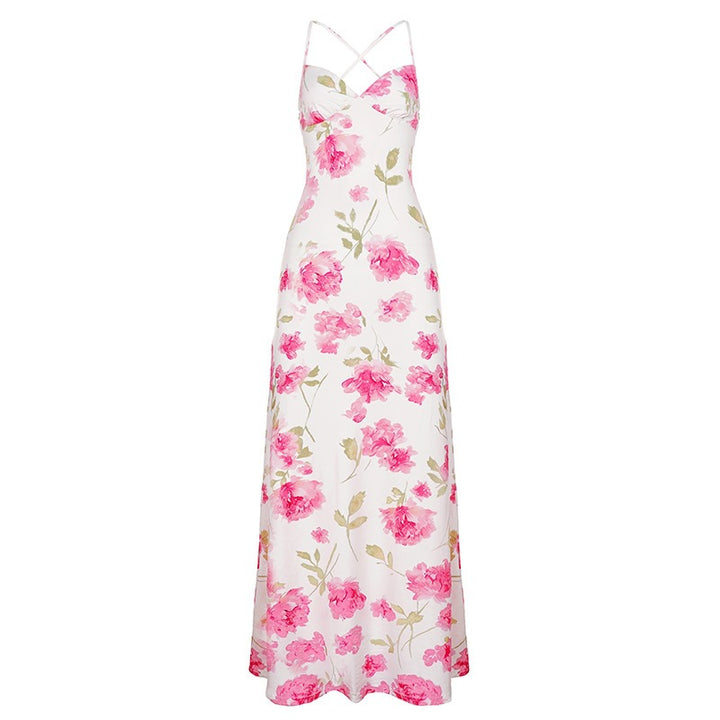 Damen Elegantes Maxikleid mit floralem Design und Spaghetti-Trägern Echo Archiv