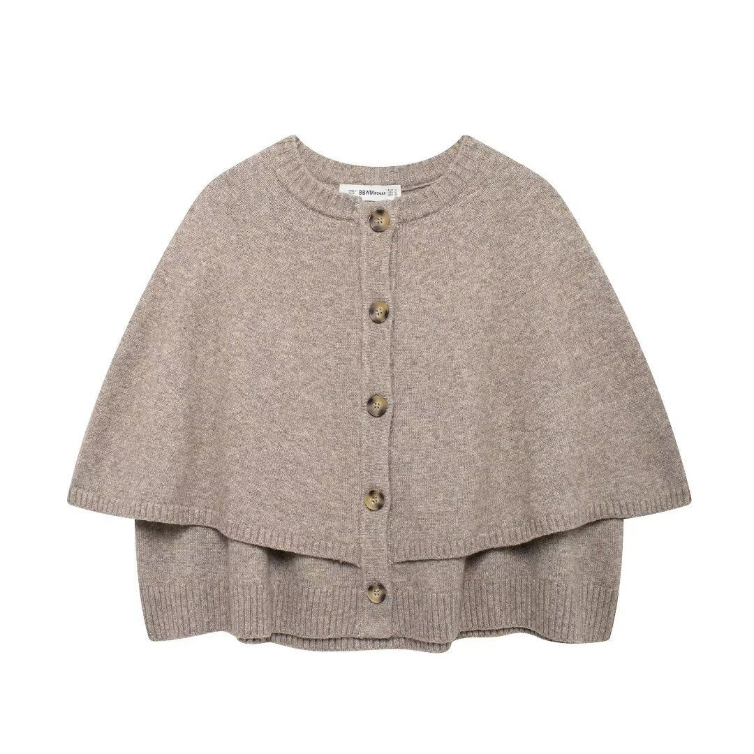 Damen Cape-Cardigan mit Knopfleiste und zweilagigem Umhang Echo Archiv