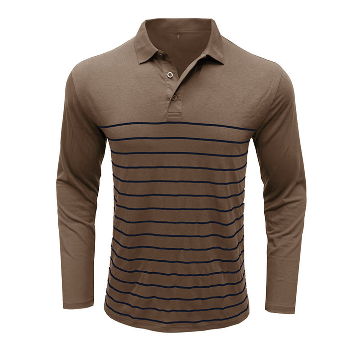 Herren Langarm Poloshirt mit modischem Streifenmuster Echoarchiv