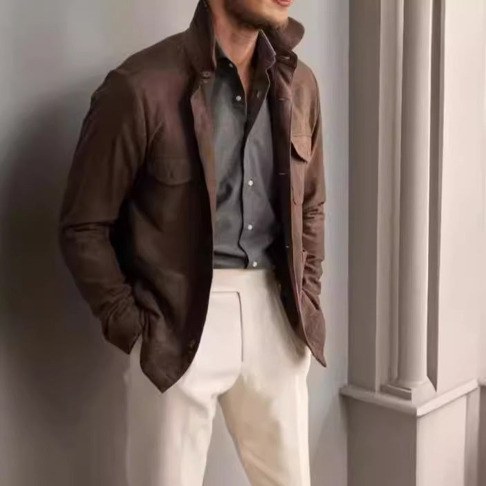 Herren praktische Jacke im schicken Utility-Stil mit hohen Kragen Echoarchiv