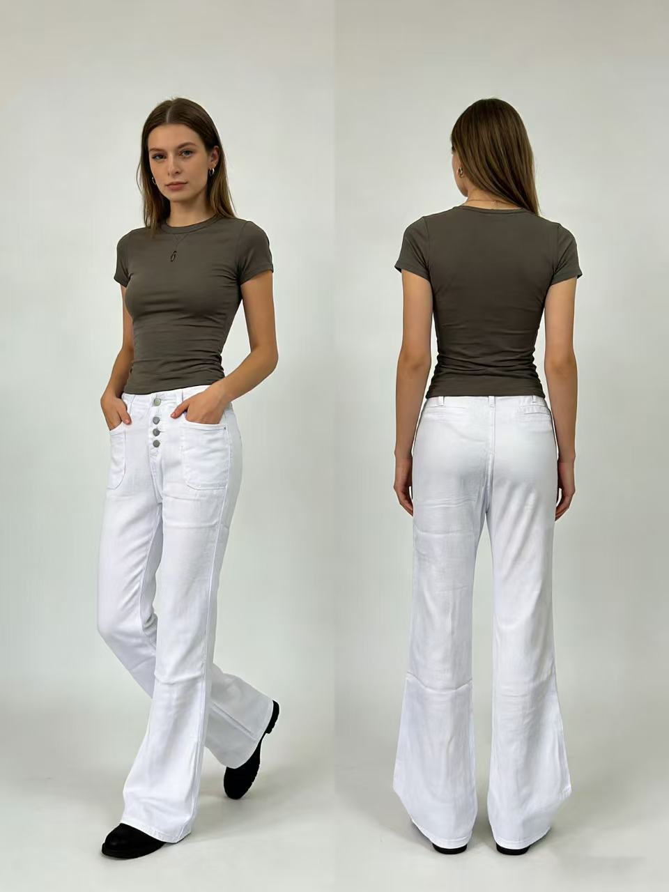 Damen Bootcut-Jeans mit hohem Bund und knöpfbarem Verschluss Echo Archiv