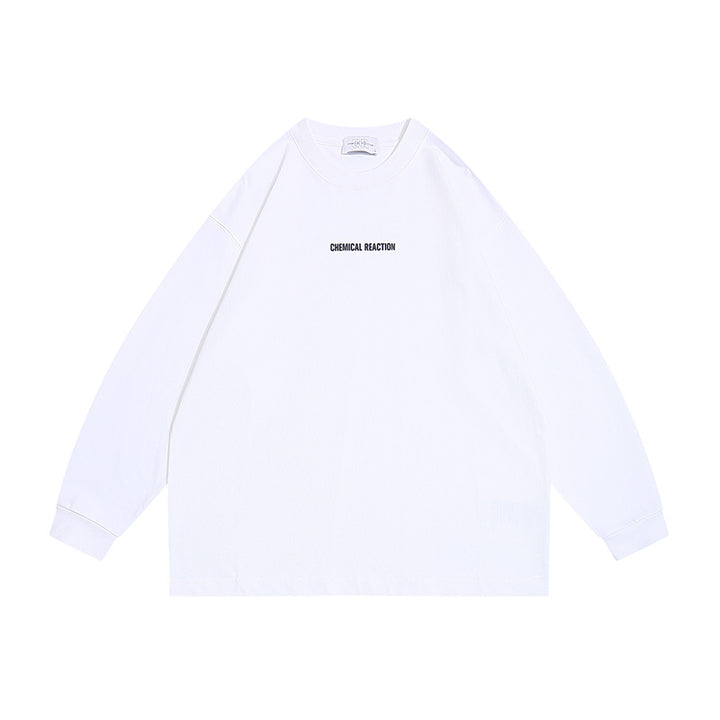 Unisex Oversize-Langarmshirt aus Baumwollmischung mit kleinem Brustprint und gerippten Bündchen Echoarchiv