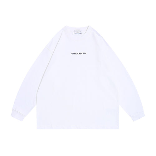 Unisex Oversize-Langarmshirt aus Baumwollmischung mit kleinem Brustprint und gerippten Bündchen Echoarchiv