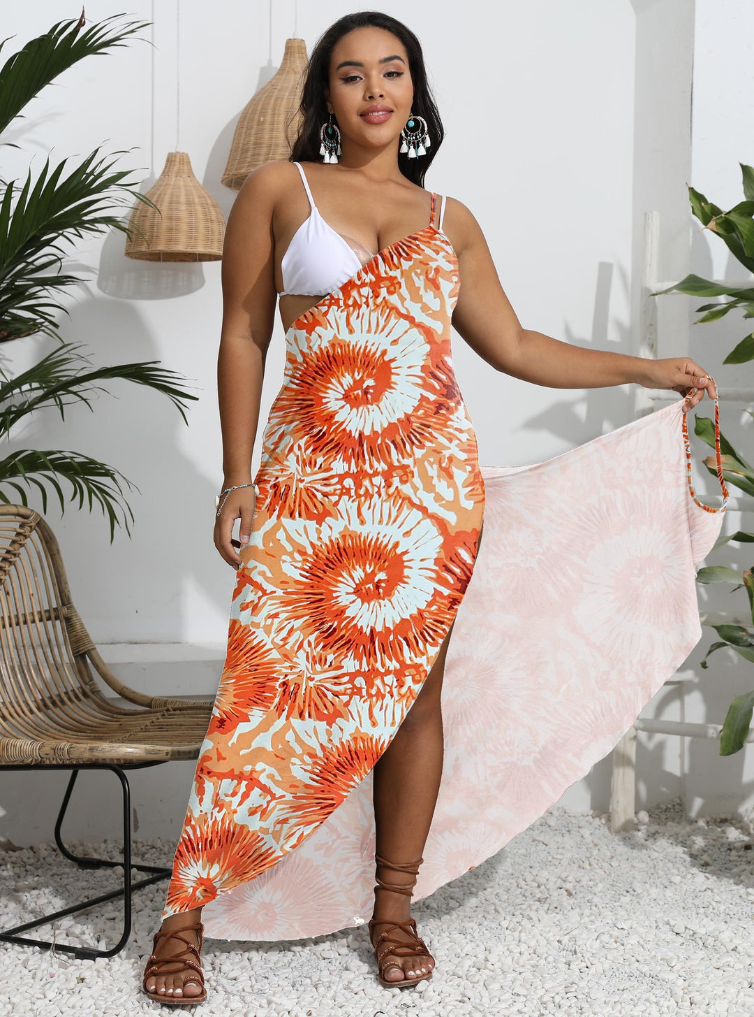Damen Maxikleid mit asymmetrischem Saum und blumigem Muster Echo Archiv