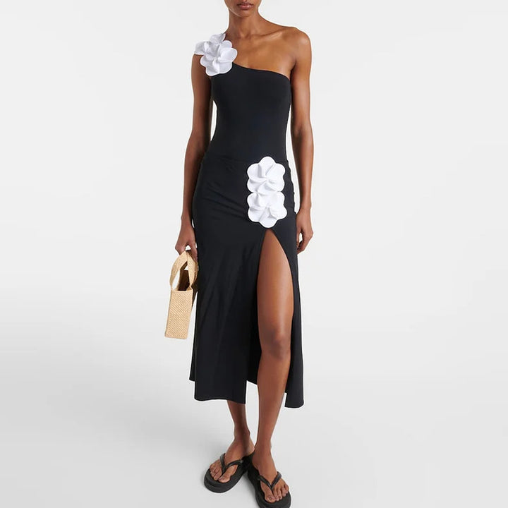 Damen Schwimmanzug mit floralem Oberteil und eleganter Maxi-Rock Echo Archiv