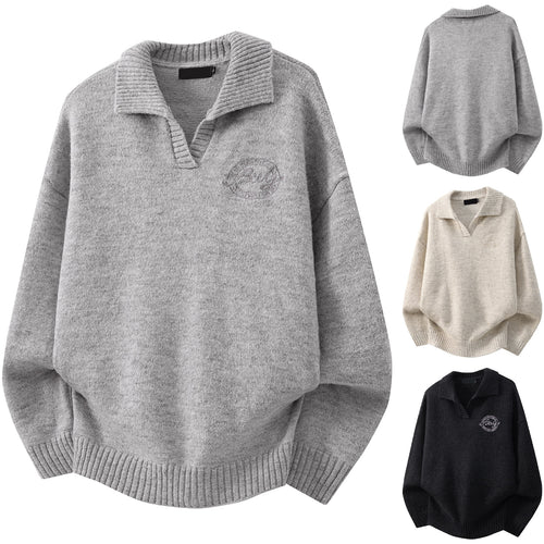 Damen Modischer Grobstrickpullover mit V-Ausschnitt Echoarchiv