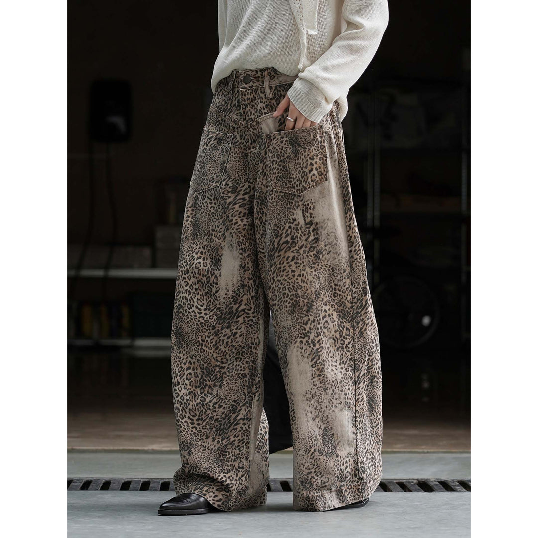 Damen Palazzo-Hose mit Leopardenmuster, hohem Bund und großen aufgesetzten Taschen Echoarchiv