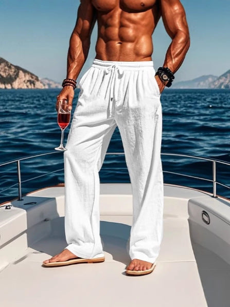 Herren lässige Strandhose mit elastischem Bund und seitlichen Taschen Echoarchiv