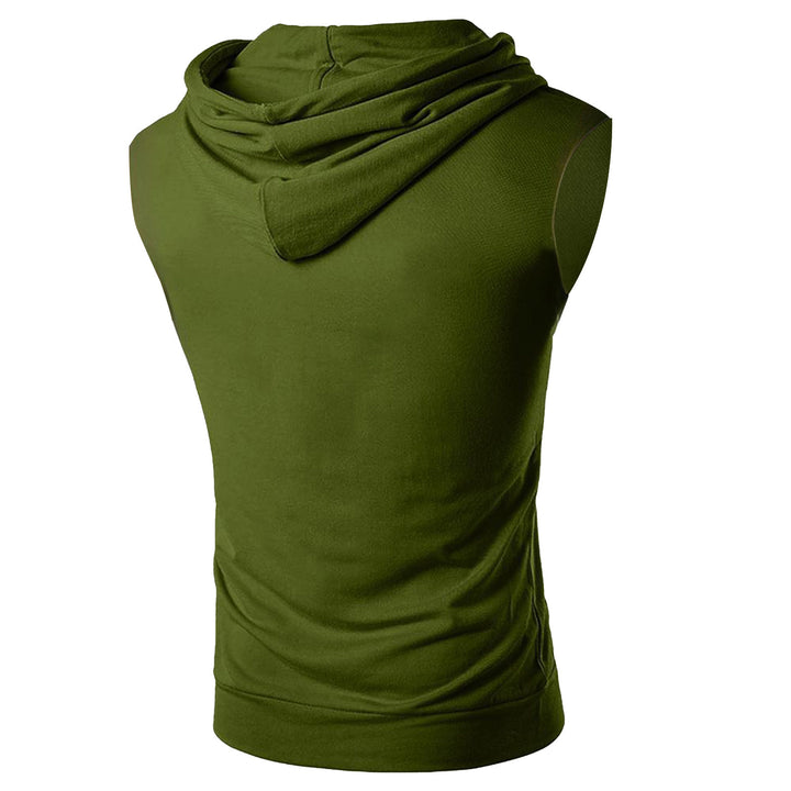 Herren ärmelloses Kapuzenshirt mit geräumiger Kängurutasche und atmungsaktiven Materialien Echoarchiv