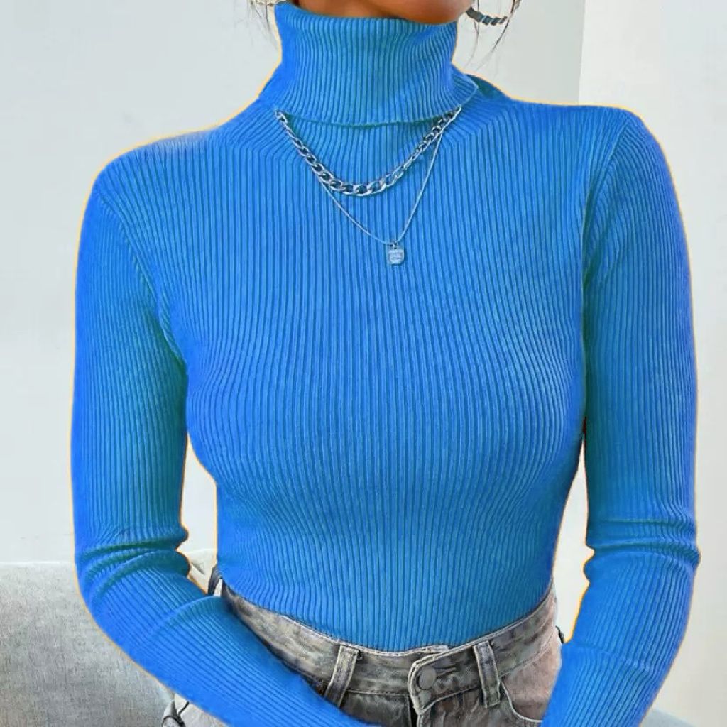 Damen Eleganter Rollkragenpullover mit feiner Rippstruktur Echoarchiv