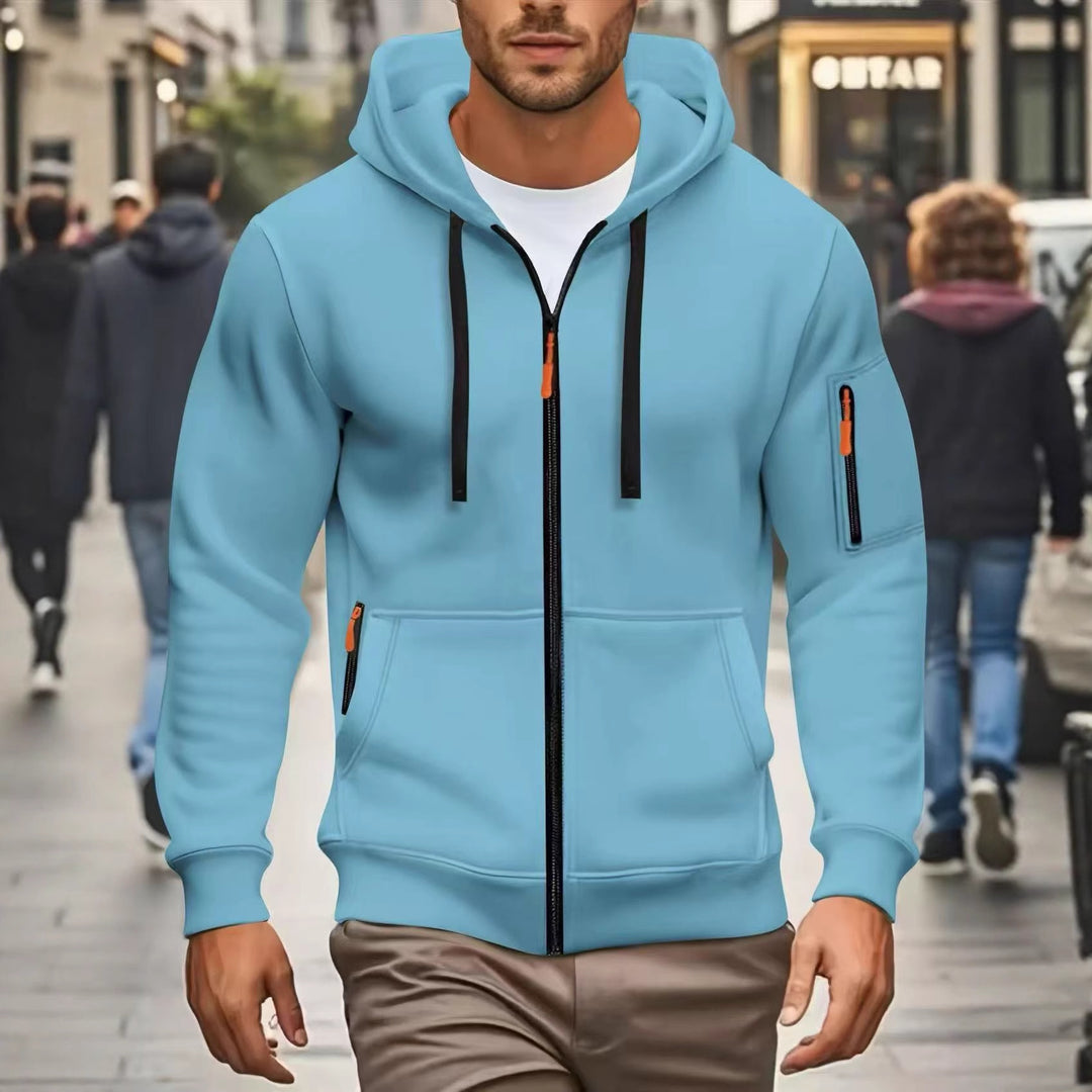 Herren nan funktionale Kapuzenjacke mit durchgehendem Reißverschluss, Ärmeltasche und elastischen Bündchen Echo Archiv